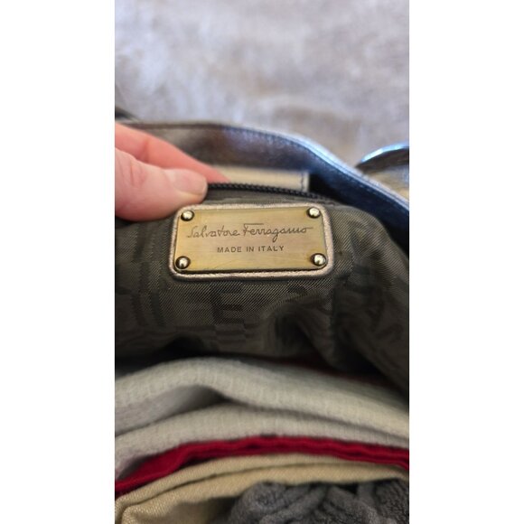 Authentic Salvatore Ferragamo Metallic Leather Gancini Tote – Made in Italy - Picture 10 of 16